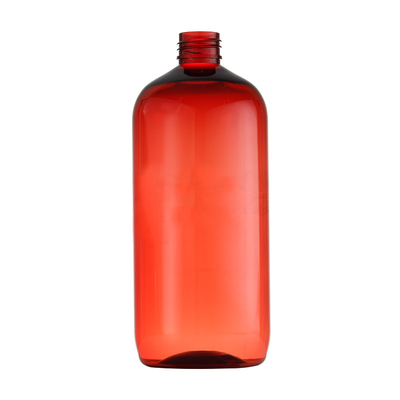 زجاجة بلاستيكية شفافة حمراء / فم زجاجة 24 مم / يمكن استخدام المواد البلاستيكية لـ PET / PP / PCR